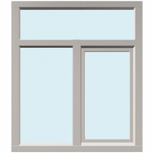 KOZIJN MET BOVENLICHT EN 1 DR/KIEPRAAM EN 1 VASTGLAS VAK LINKS