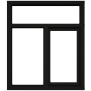 KOZIJN MET BOVENLICHT EN 1 DR/KIEPRAAM EN 1 VASTGLAS VAK LINKS