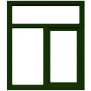 KOZIJN MET BOVENLICHT EN 1 DR/KIEPRAAM EN 1 VASTGLAS VAK LINKS