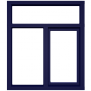 KOZIJN MET BOVENLICHT EN 1 DR/KIEPRAAM EN 1 VASTGLAS VAK LINKS